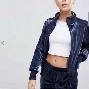 Adidas Rare Velour Vintage Style Firebird Luxe Track Jacket with Trefoil Small